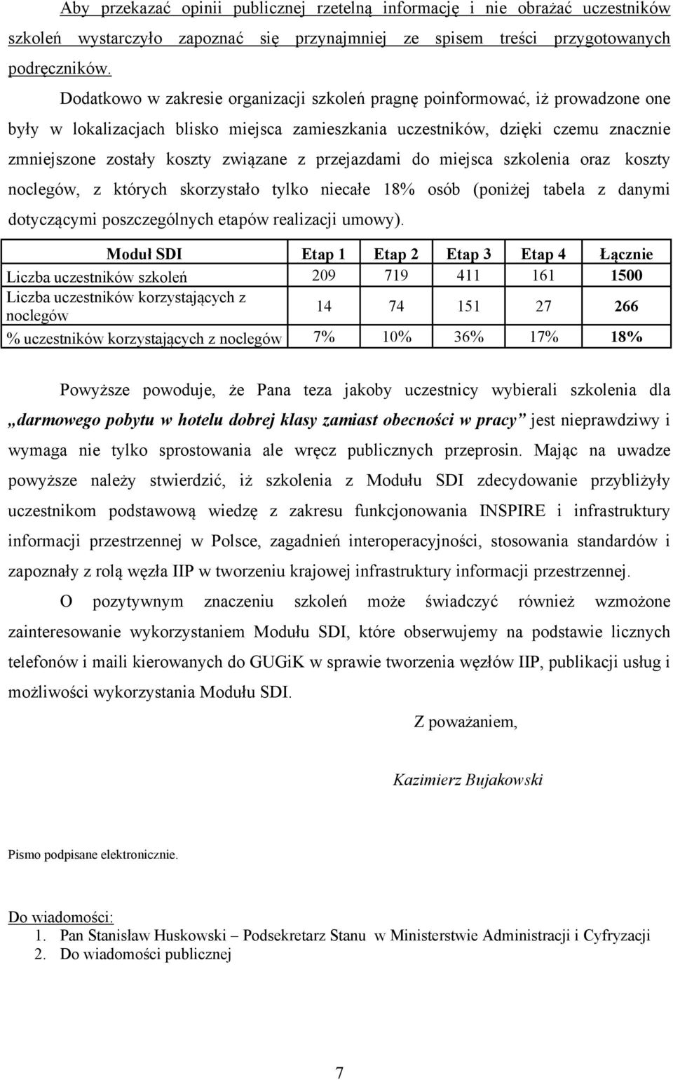 z przejazdami do miejsca szkolenia oraz koszty noclegów, z których skorzystało tylko niecałe 18% osób (poniżej tabela z danymi dotyczącymi poszczególnych etapów realizacji umowy).