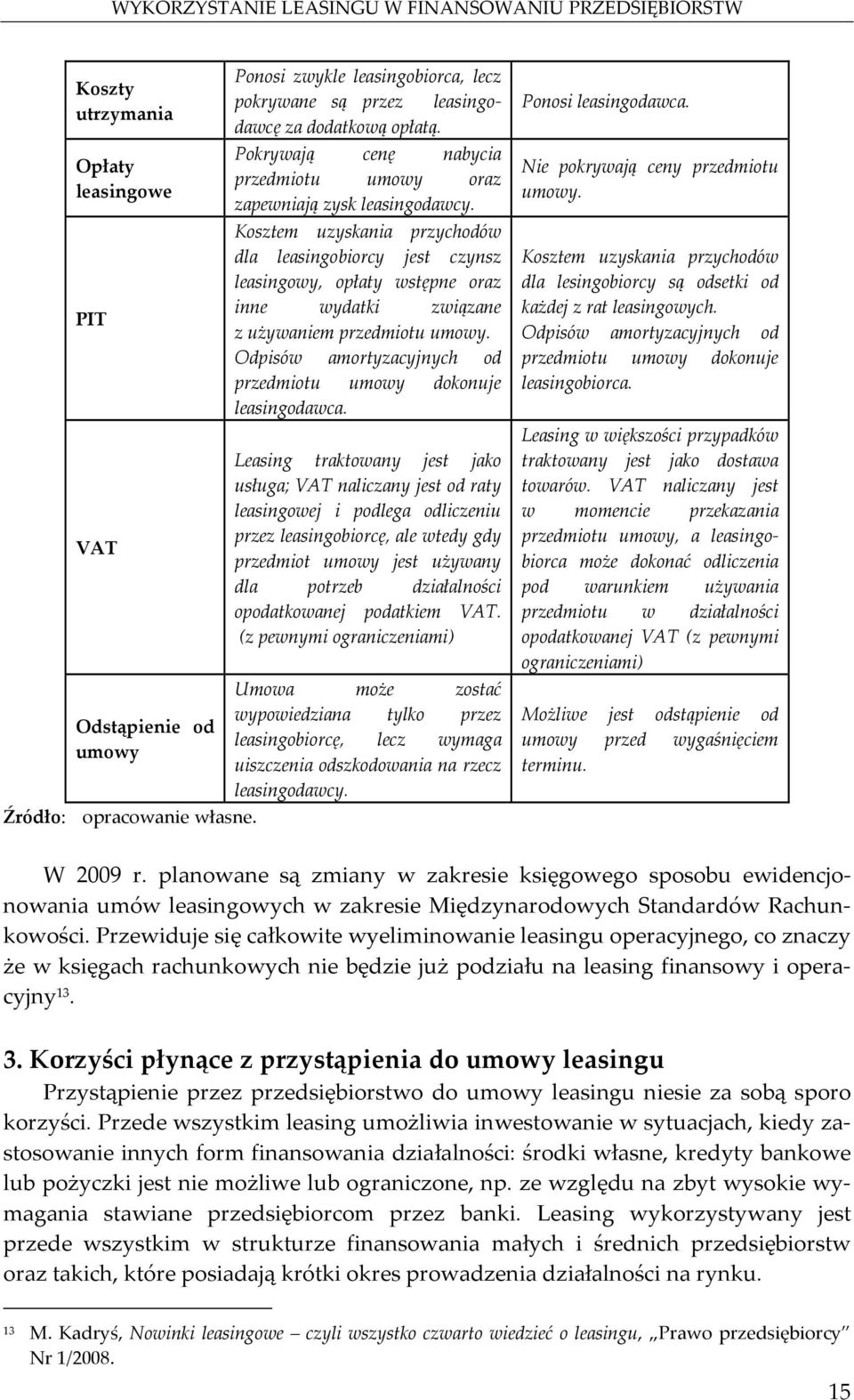 Kosztem uzyskania przychodów dla leasingobiorcy jest czynsz leasingowy, opłaty wstępne oraz inne wydatki związane z używaniem przedmiotu umowy.