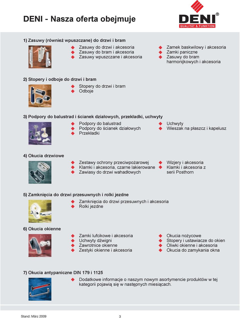 balustrad Podpory do cianek dzia owych Przek adki Uchwyty Wieszak na p aszcz i kapelusz 4) Okucia drzwiowe Zestawy ochrony przeciwpo arowej Klamki i akcesoria, czarne lakierowane Zawiasy do drzwi