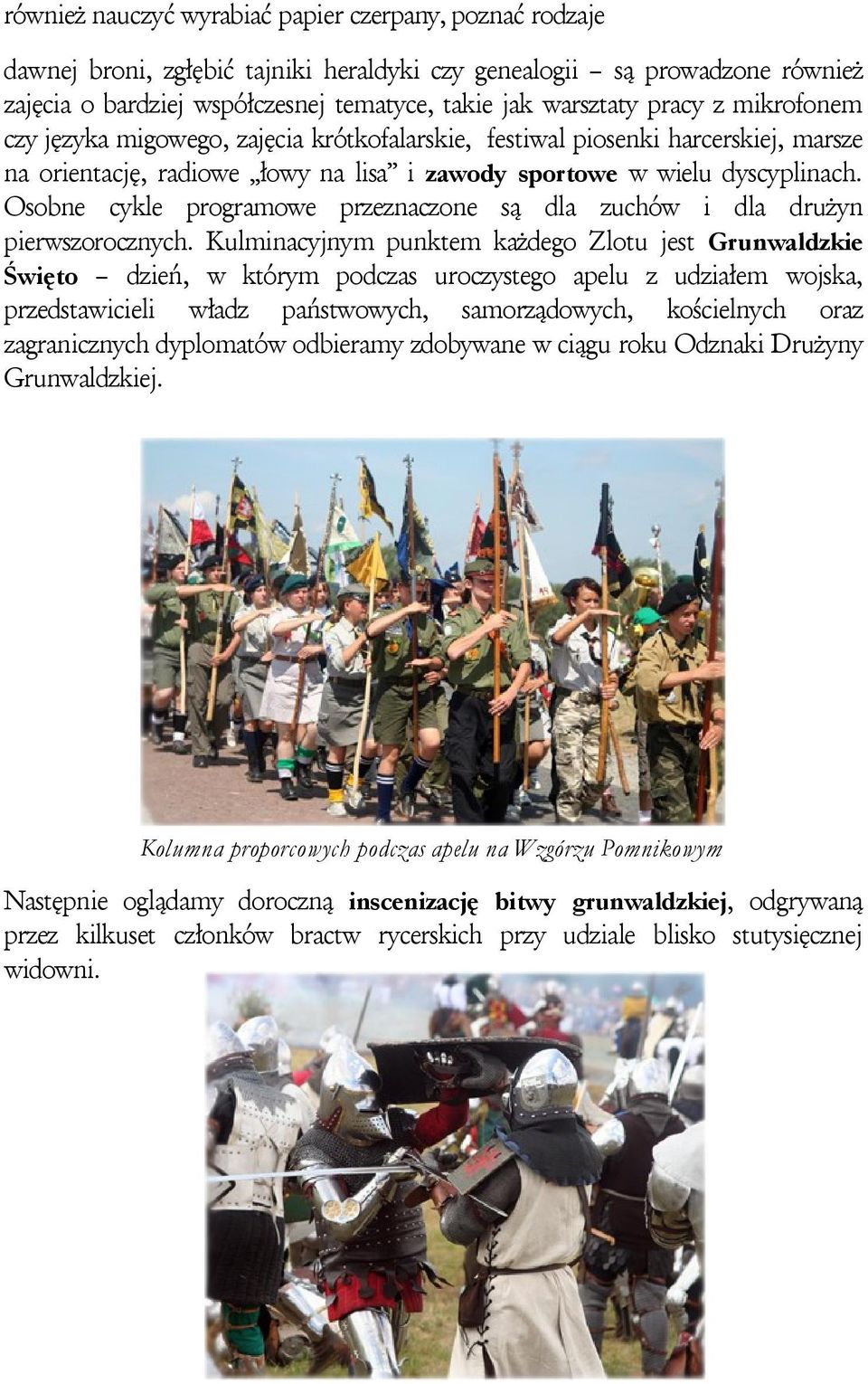 Osobne cykle programowe przeznaczone są dla zuchów i dla drużyn pierwszorocznych.