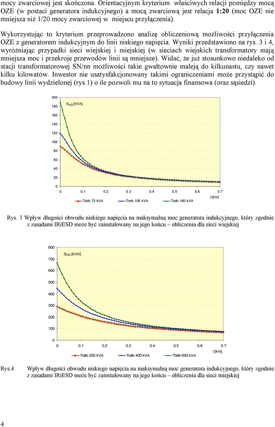 przyłączenia). Wykorzystując to kryterium przeprowadzono analizę obliczeniową możliwości przyłączenia OZE z generatorem indukcyjnym do linii niskiego napięcia. Wyniki przedstawiono na rys.