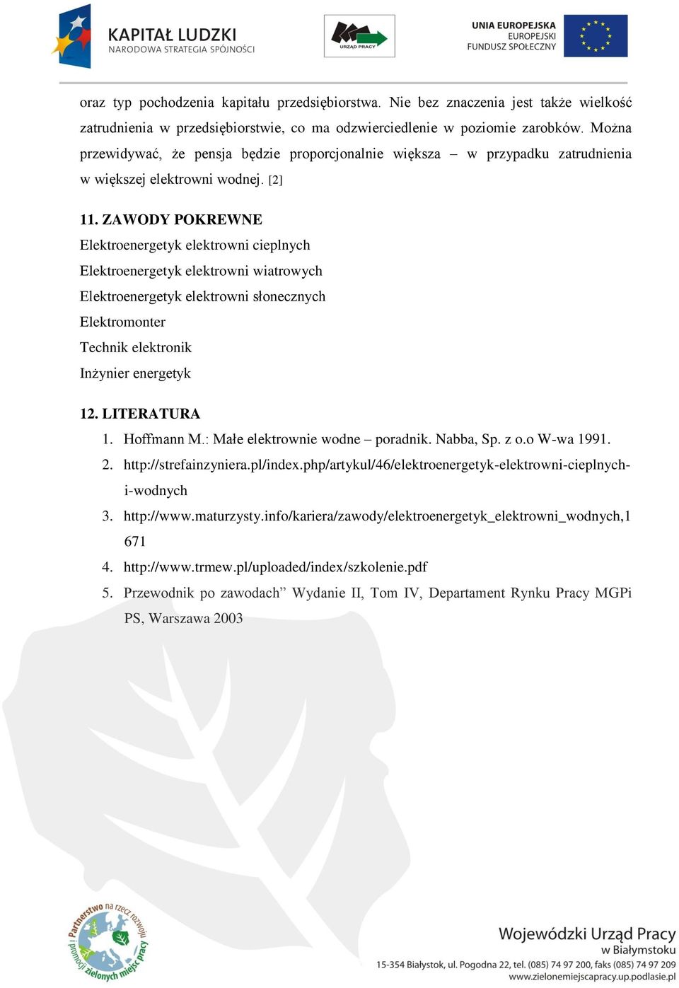 ZAWODY POKREWNE Elektroenergetyk elektrowni cieplnych Elektroenergetyk elektrowni wiatrowych Elektroenergetyk elektrowni słonecznych Elektromonter Technik elektronik Inżynier energetyk 12.