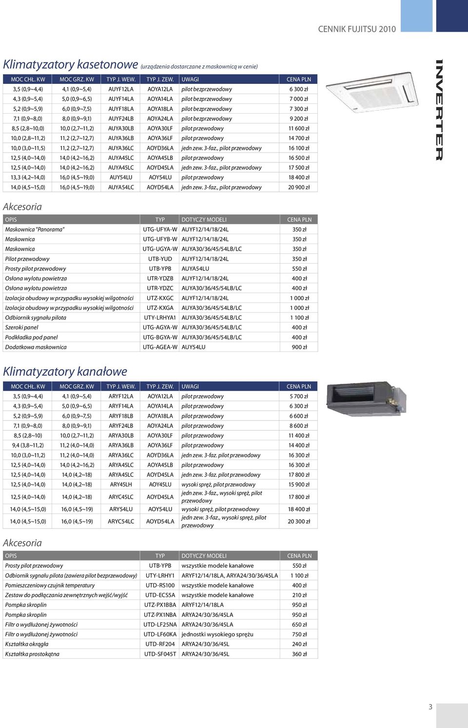 (2,7~11,2) AUYA30LB AOYA30LF pilot przewodowy 11 600 zł 10,0 (2,8~11,2) 11,2 (2,7~12,7) AUYA36LB AOYA36LF pilot przewodowy 14 700 zł 10,0 (3,0~11,5) 11,2 (2,7~12,7) AUYA36LC AOYD36LA jedn zew. 3-faz.