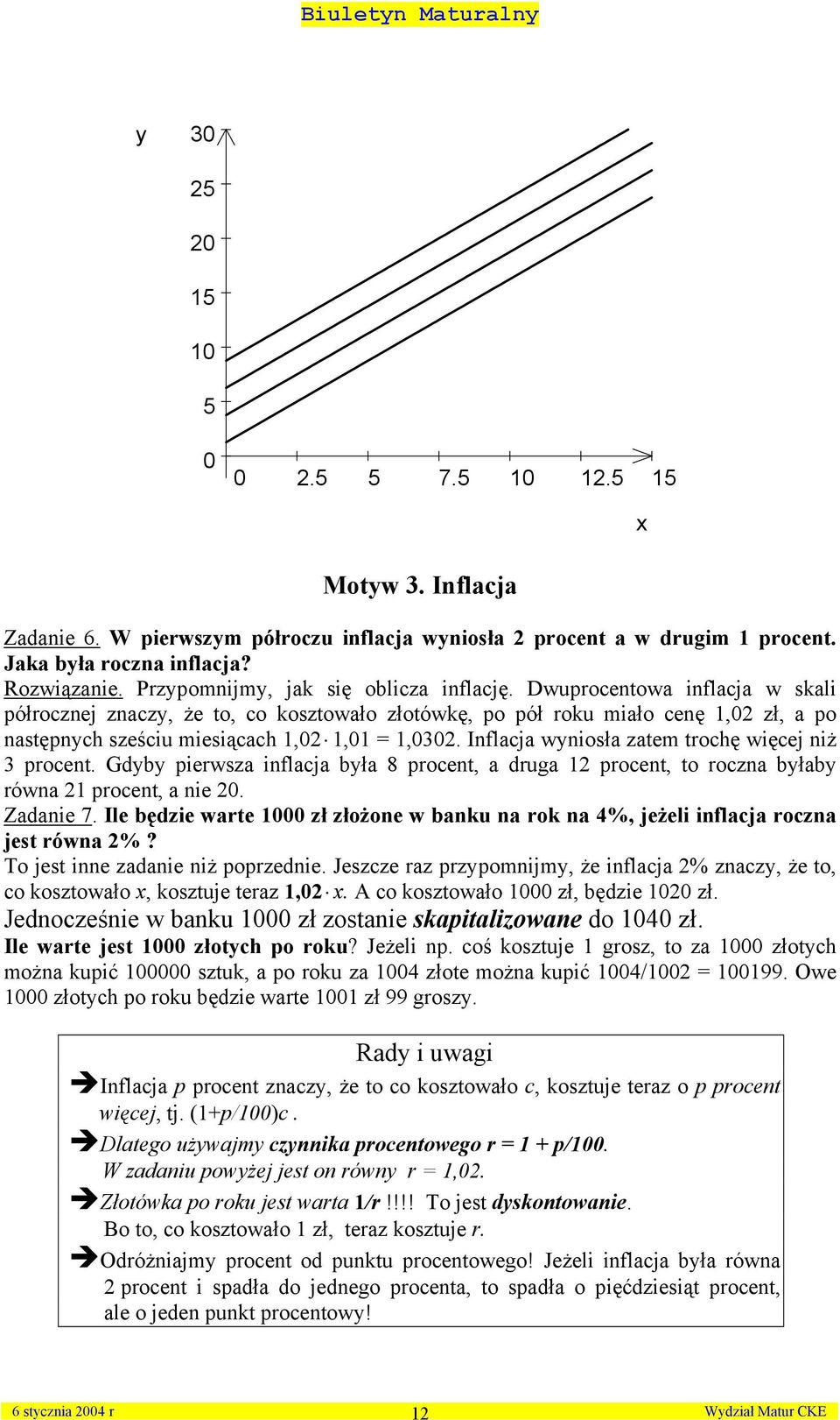 Iflacja wyiosła zatem trochę więcej iż 3 procet. Gdyby pierwsza iflacja była 8 procet, a druga procet, to rocza byłaby rówa procet, a ie 0. Zadaie 7.