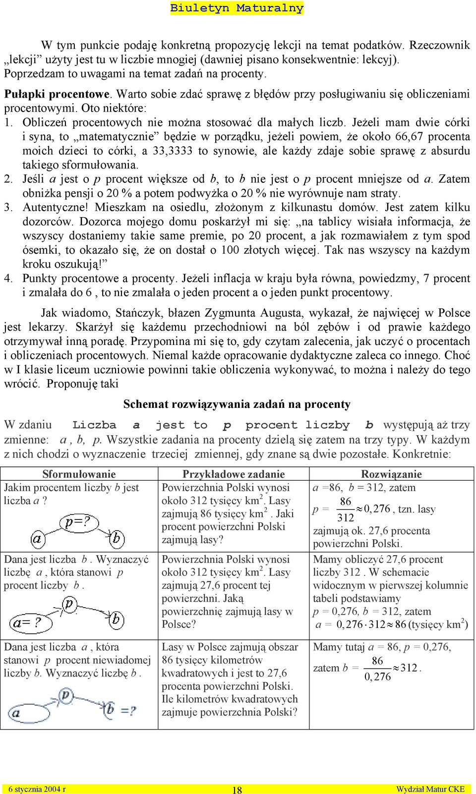 Obliczeń procetowych ie moża stosować dla małych liczb.