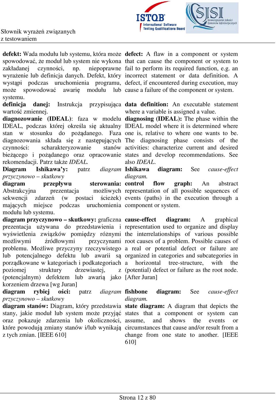 diagnozowanie (IDEAL): faza w modelu IDEAL, podczas której określa się aktualny stan w stosunku do pożądanego.