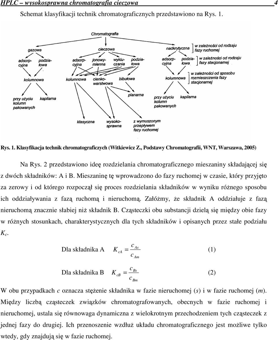 Mieszaninę tę wprowadzono do fazy ruchomej w czasie, który przyjęto za zerowy i od którego rozpoczął się proces rozdzielania składników w wyniku róŝnego sposobu ich oddziaływania z fazą ruchomą i