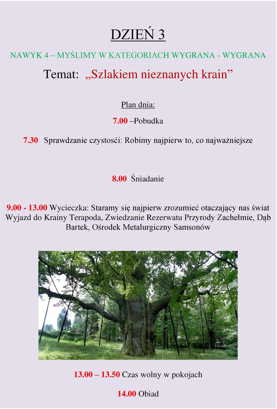 00 Wycieczka: Staramy się najpierw zrozumieć otaczający nas świat Wyjazd do Krainy Terapoda, Zwiedzanie