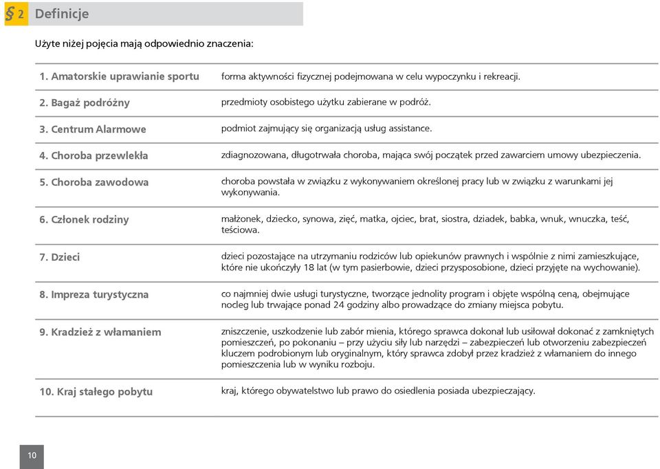 Choroba przewlekła zdiagnozowana, długotrwała choroba, mająca swój początek przed zawarciem umowy ubezpieczenia. 5.