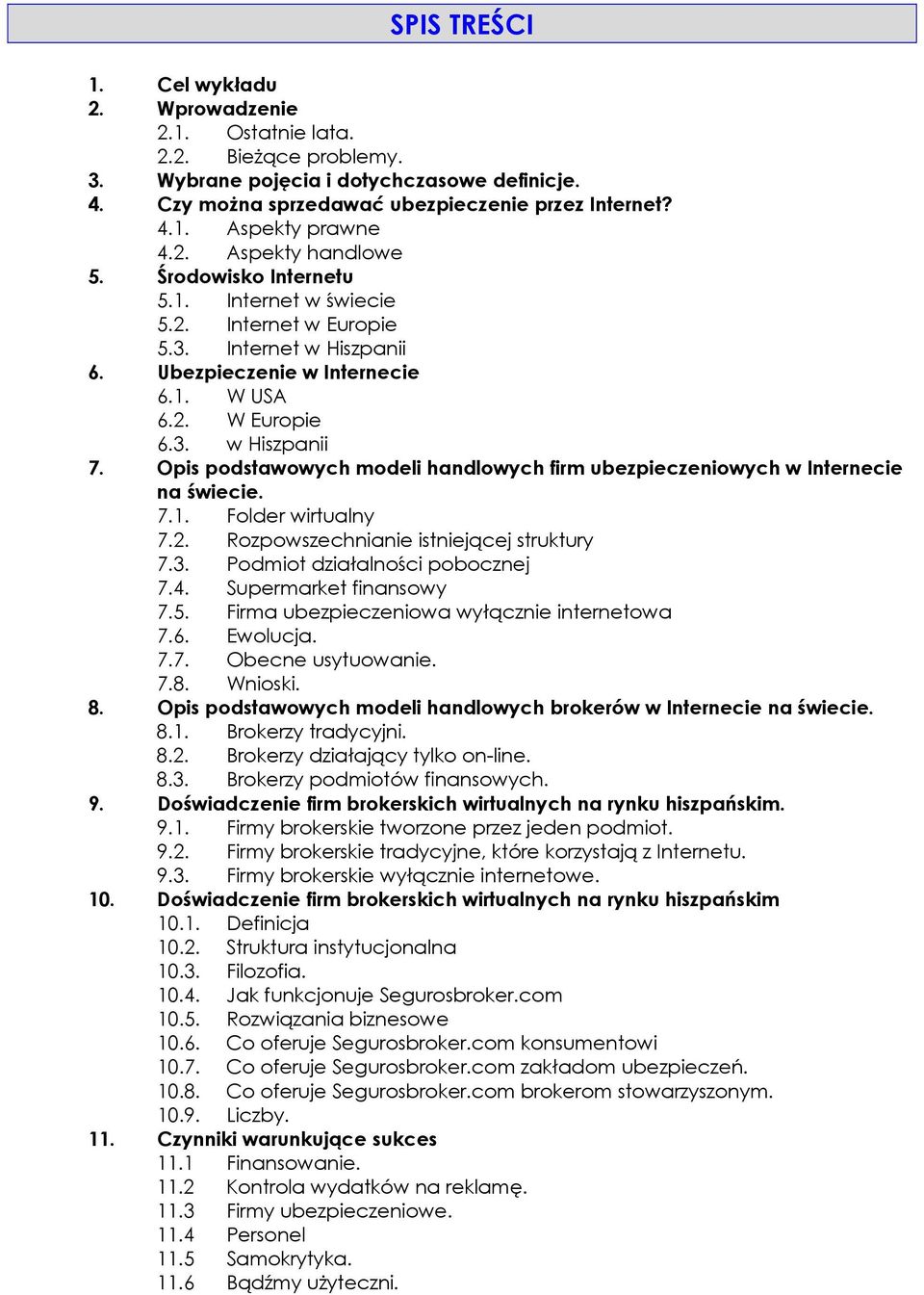 Opis podstawowych modeli handlowych firm ubezpieczeniowych w Internecie na świecie. 7.1. Folder wirtualny 7.2. Rozpowszechnianie istniejącej struktury 7.3. Podmiot działalności pobocznej 7.4.