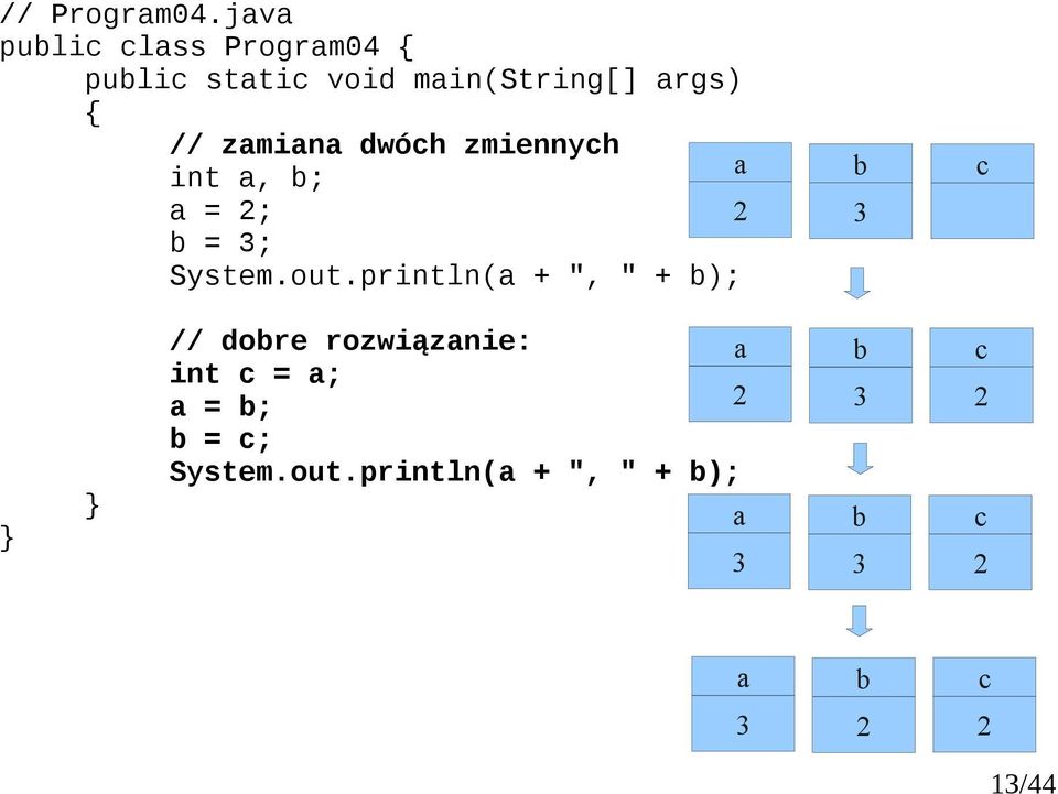 a a = 2; 2 b = 3; System.out.