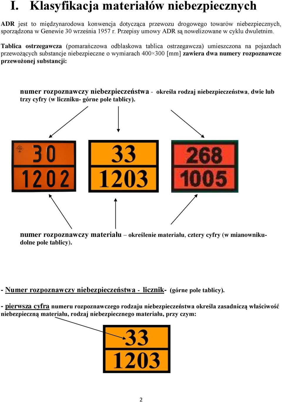 Tablica ostrzegawcza (pomarańczowa odblaskowa tablica ostrzegawcza) umieszczona na pojazdach przewożących substancje niebezpieczne o wymiarach 400 300 [mm] zawiera dwa numery rozpoznawcze przewożonej