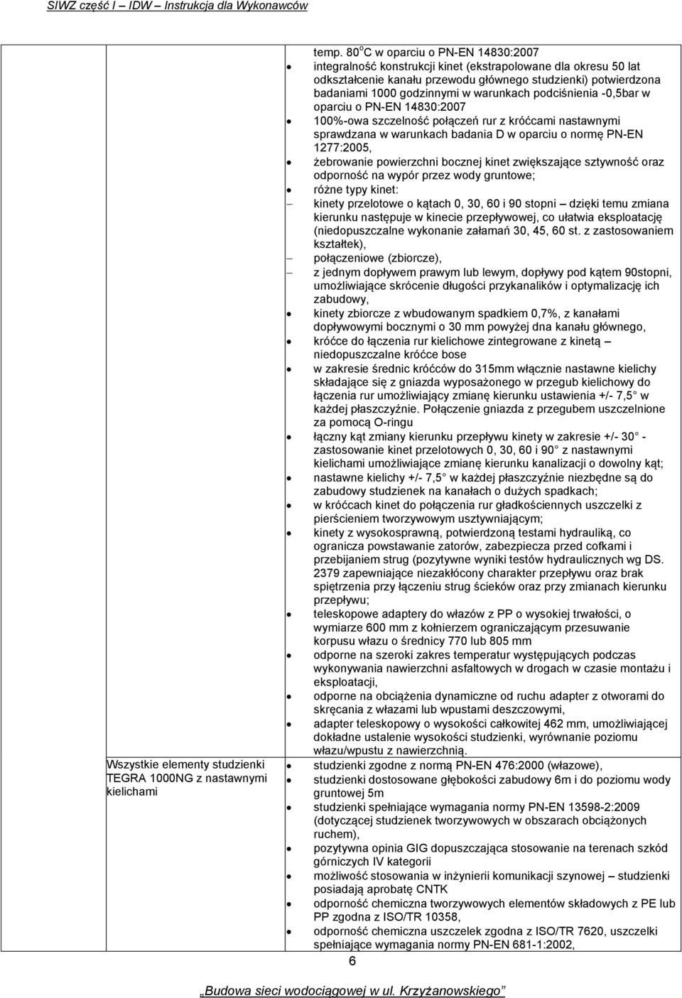 warunkach podciśnienia -0,5bar w oparciu o PN-EN 14830:2007 100%-owa szczelność połączeń rur z króćcami nastawnymi sprawdzana w warunkach badania D w oparciu o normę PN-EN 1277:2005, żebrowanie