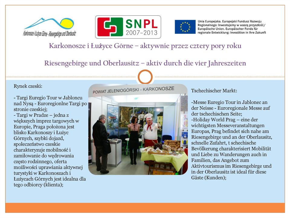 Górnych jest idealna dla tego odbiorcy (klienta); Tschechischer Markt: -Messe Euregio Tour in Jablonec an der Neisse - Euroregionale Messe auf der tschechischen Seite; -Holiday World Prag eine der