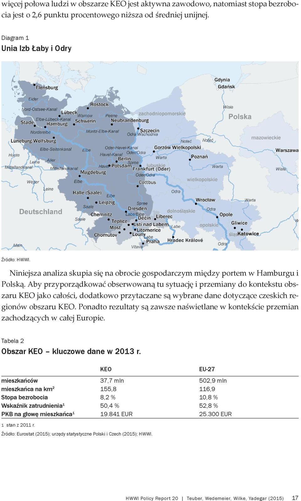 Aby przyporządkować obserwowaną tu sytuację i przemiany do kontekstu obszaru KEO jako całości, dodatkowo przytaczane są wybrane dane dotyczące czeskich regionów obszaru KEO.