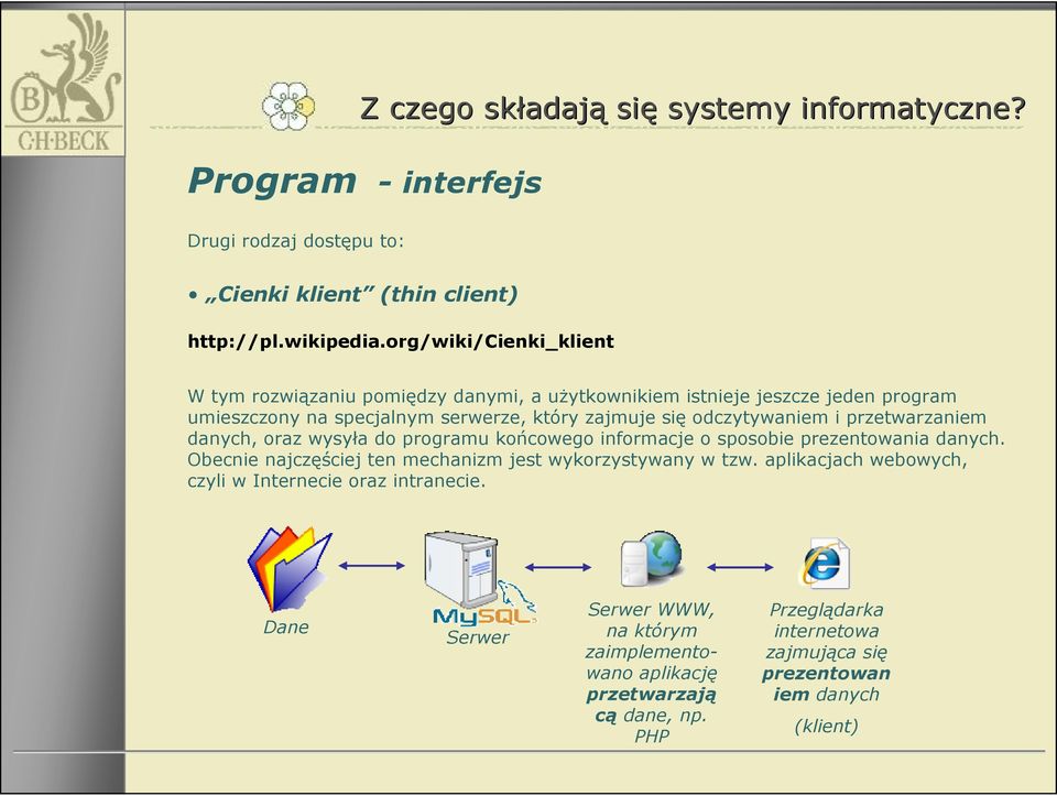odczytywaniem i przetwarzaniem danych, oraz wysyła do programu końcowego informacje o sposobie prezentowania danych.
