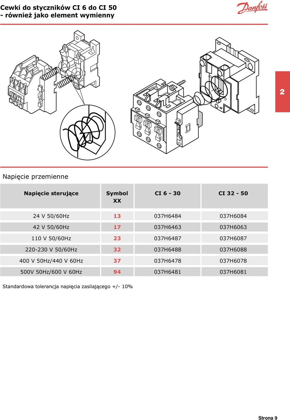 110 V 50/60Hz 23 037H6487 037H6087 220-230 V 50/60Hz 32 037H6488 037H6088 400 V 50Hz/440 V 60Hz 37