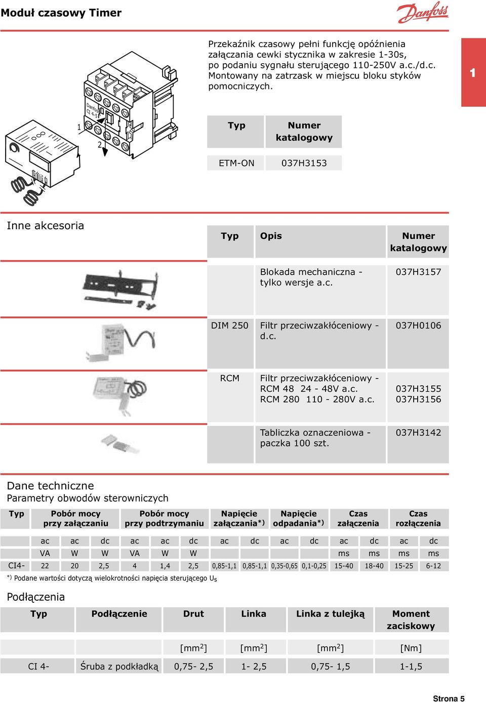 c. RCM 280 110-280V a.c. 037H3155 037H3156 Tabliczka oznaczeniowa - paczka 100 szt.