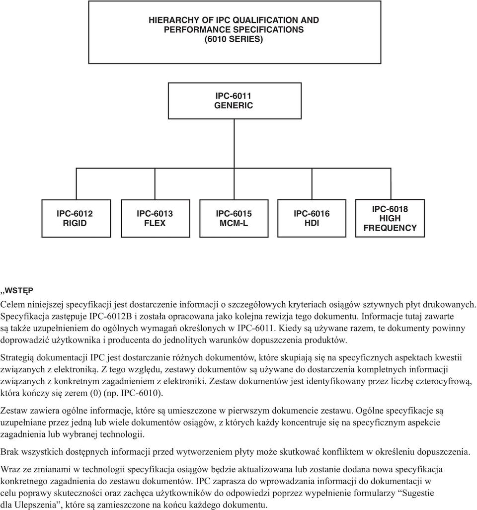 Informacje tutaj zawarte są także uzupełnieniem do ogólnych wymagań określonych w IPC-6011.