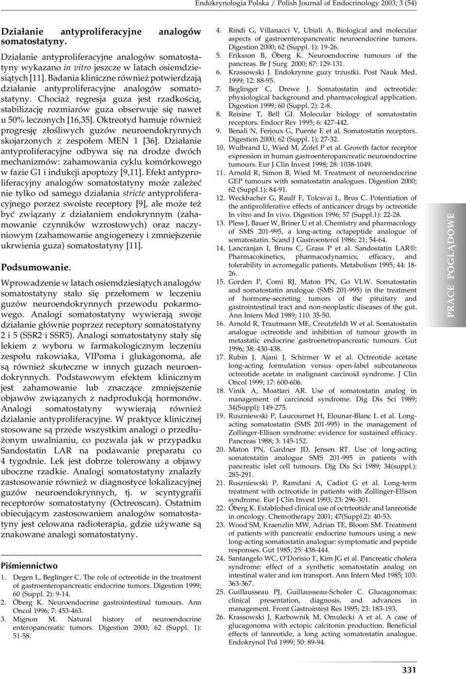 Badania kliniczne również potwierdzają działanie antyproliferacyjne analogów somatostatyny.