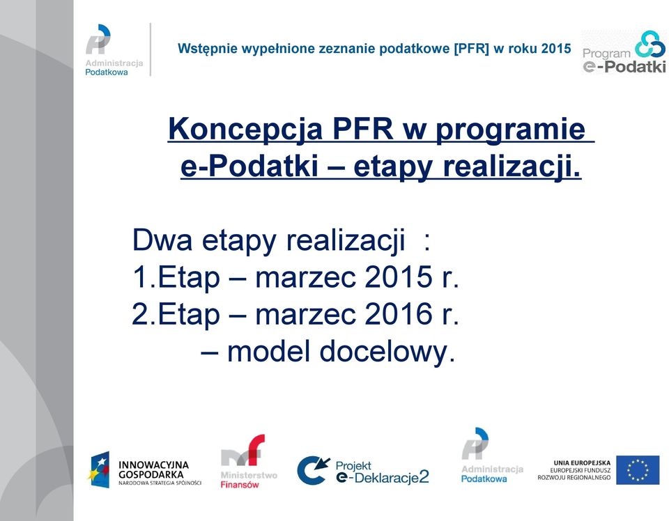 Dwa etapy realizacji : 1.