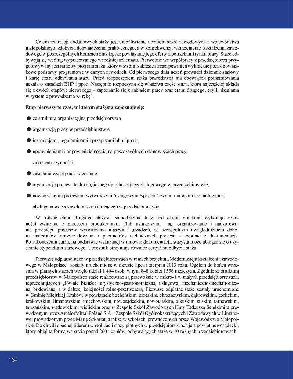 Pierwotnie we współpracy z przedsiębiorcą przygotowywany jest ramowy program stażu, który w swoim zakresie i treści powinien wykraczać poza obowiązkowe podstawy programowe w danych zawodach.