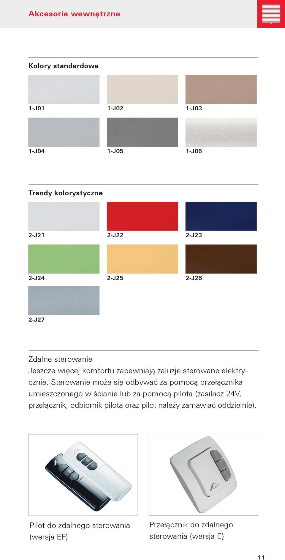 Sterowanie może się odbywać za pomocą przełącznika umieszczonego w ścianie lub za pomocą pilota (zasilacz 24V, przełącznik,