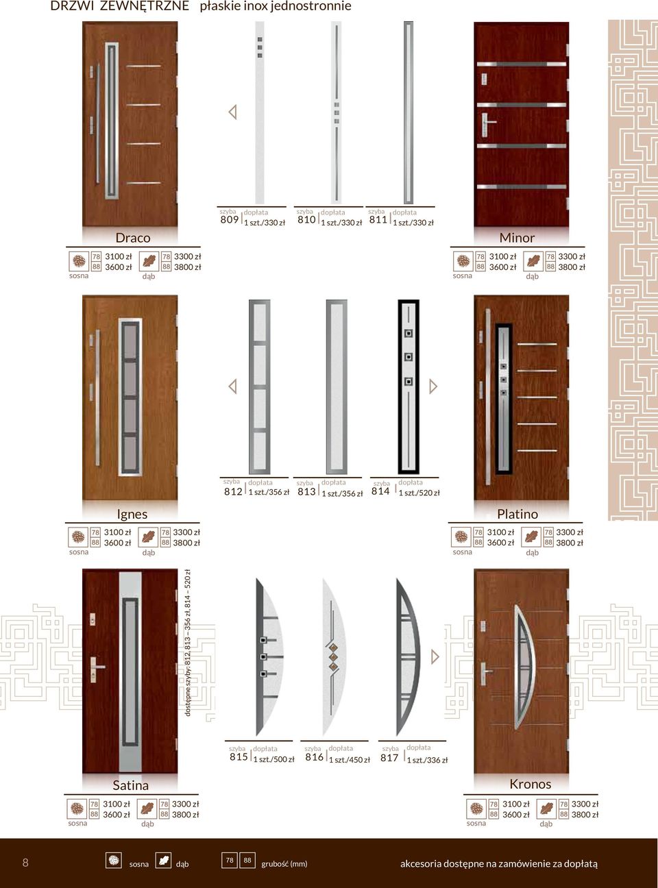 /520 zł Ignes Platino 3300 zł 3800 zł 3300 zł 3800 zł dostępne szyby: 812, 813 356 zł, 814 520 zł 815 1 szt.