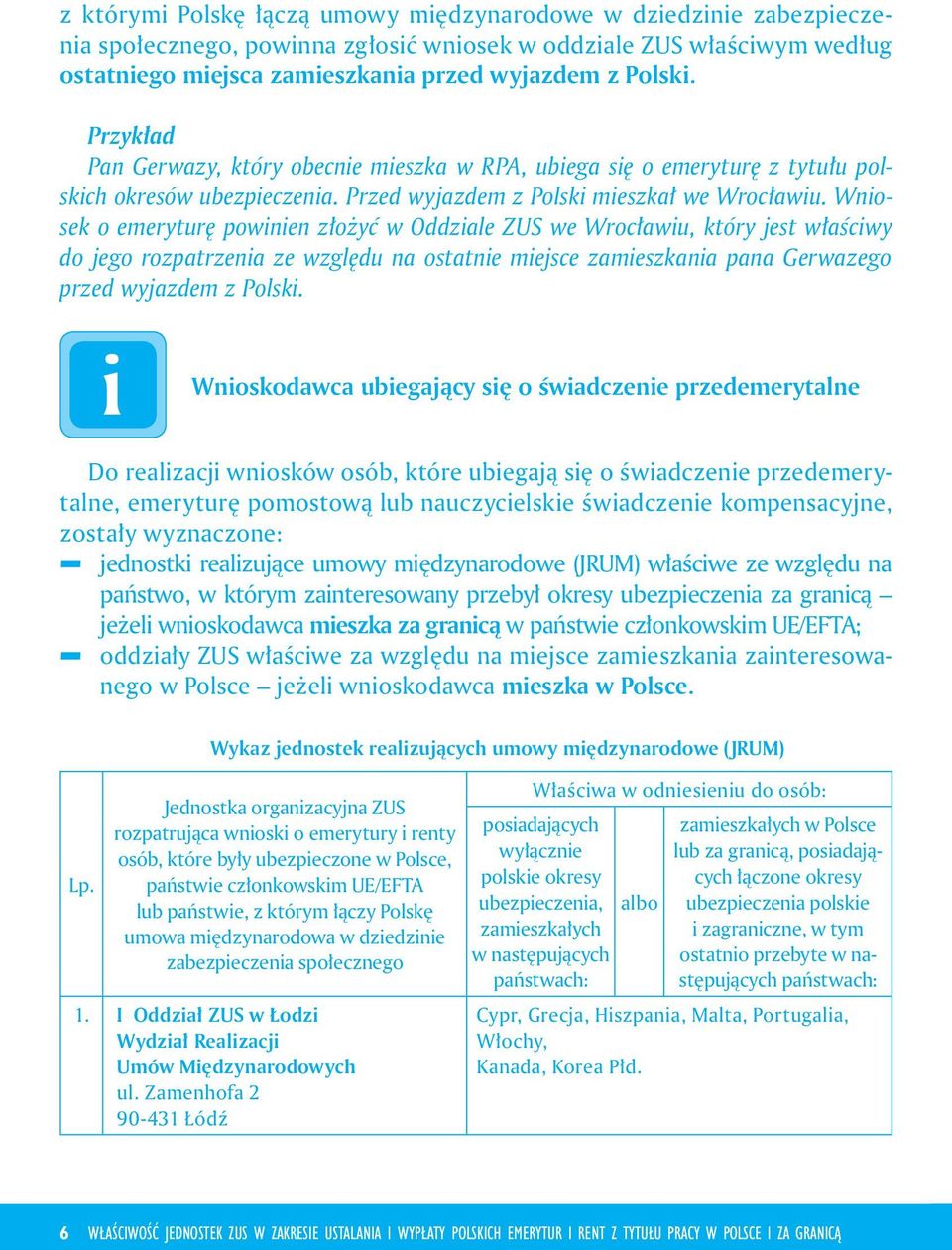 Wniosek o emeryturę powinien złożyć w Oddziale ZUS we Wrocławiu, który jest właściwy do jego rozpatrzenia ze względu na ostatnie miejsce zamieszkania pana Gerwazego przed wyjazdem z Polski.