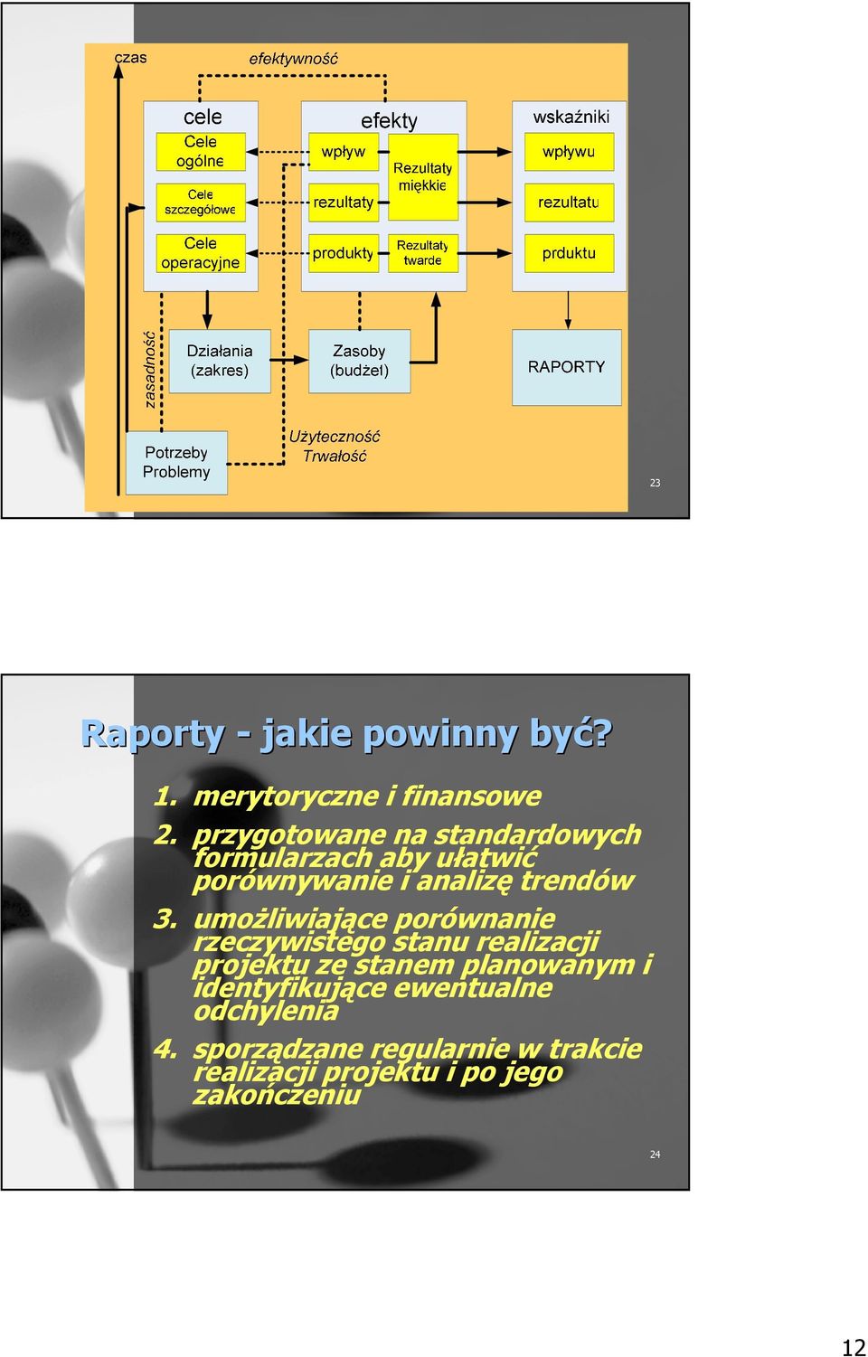 umoŝliwiające porównanie rzeczywistego stanu realizacji projektu ze stanem planowanym i