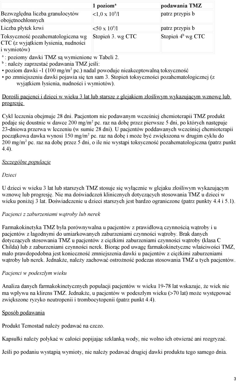 ) nadal powoduje nieakceptowalną toksyczność po zmniejszeniu dawki pojawia się ten sam 3. Stopień toksyczności pozahematologicznej (z wyjątkiem łysienia, nudności i wymiotów).