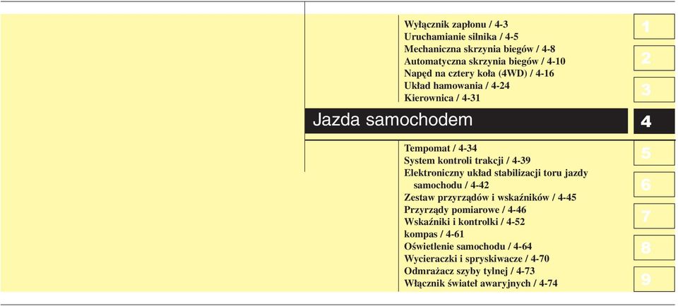 stabilizacji toru jazdy samochodu / - Zestaw przyrządów i wskaźników / - Przyrządy pomiarowe / - Wskaźniki i kontrolki / -