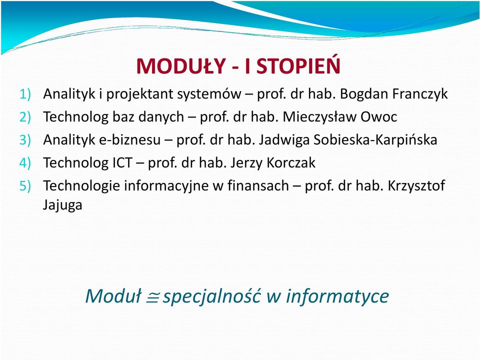 Mieczysław Owoc 3) Analityk e-biznesu prof. dr hab.