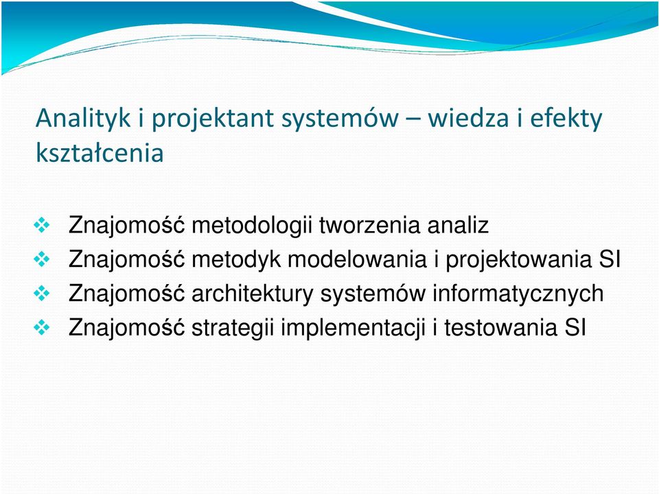 modelowania i projektowania SI Znajomość architektury