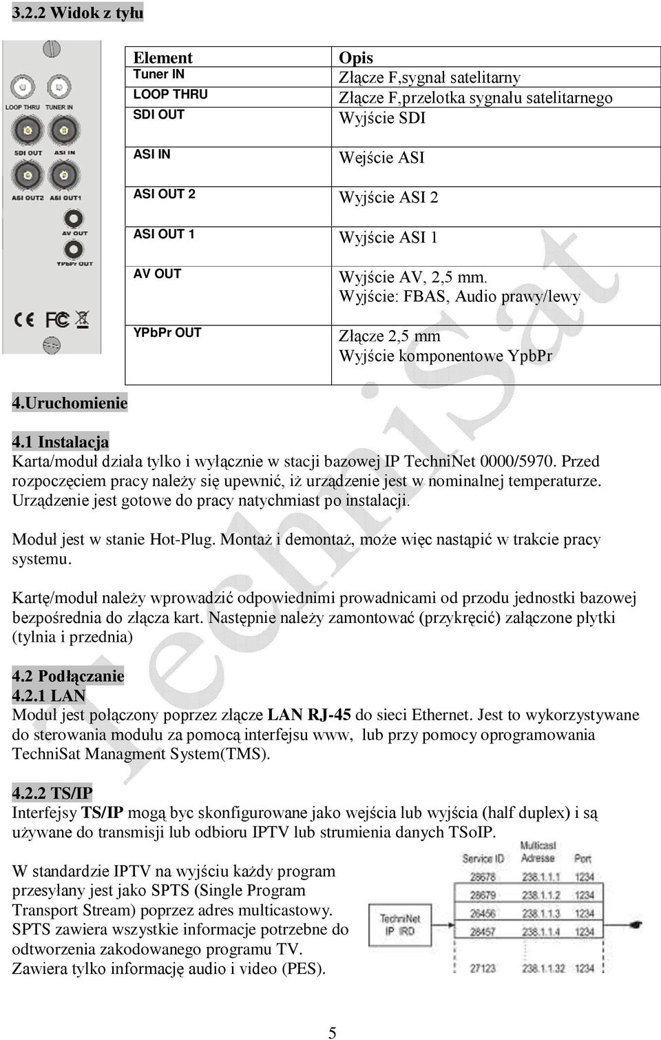 1 Instalacja Karta/moduł działa tylko i wyłącznie w stacji bazowej IP TechniNet 0000/5970. Przed rozpoczęciem pracy należy się upewnić, iż urządzenie jest w nominalnej temperaturze.