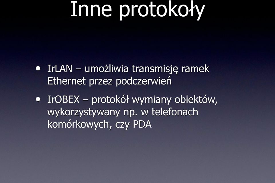 podczerwień IrOBEX protokół wymiany