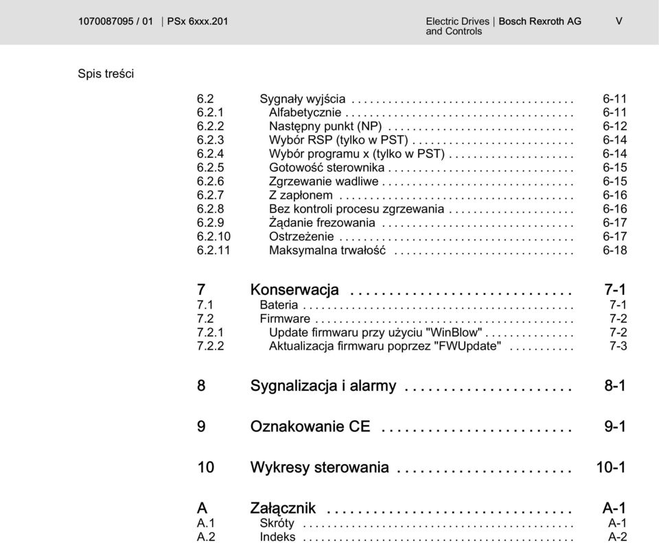 2.6 Zgrzewanie wadliwe................................ 6-15 6.2.7 Z zapłonem....................................... 6-16 6.2.8 Bez kontroli procesu zgrzewania..................... 6-16 6.2.9 Żądanie frezowania.