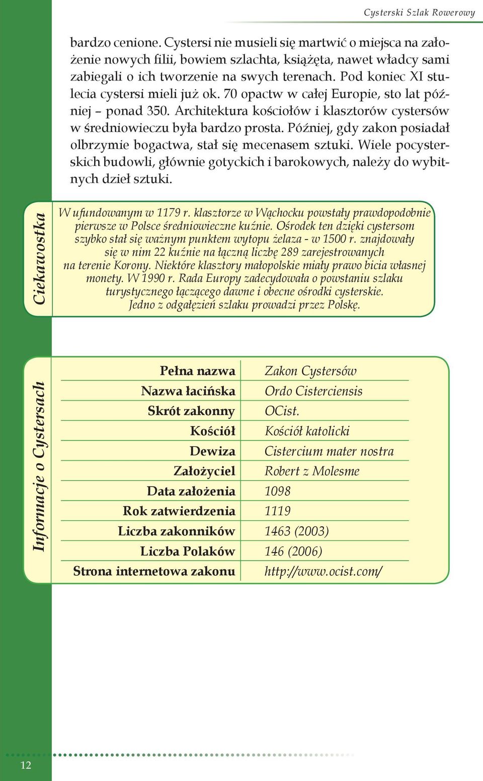 Później, gdy zakon posiadał olbrzymie bogactwa, stał się mecenasem sztuki. Wiele pocysterskich budowli, głównie gotyckich i barokowych, należy do wybitnych dzieł sztuki.