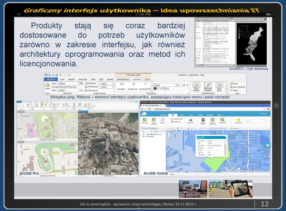 licencjonowania. ArcINFO tryb tekstowy Wstążka (ang.