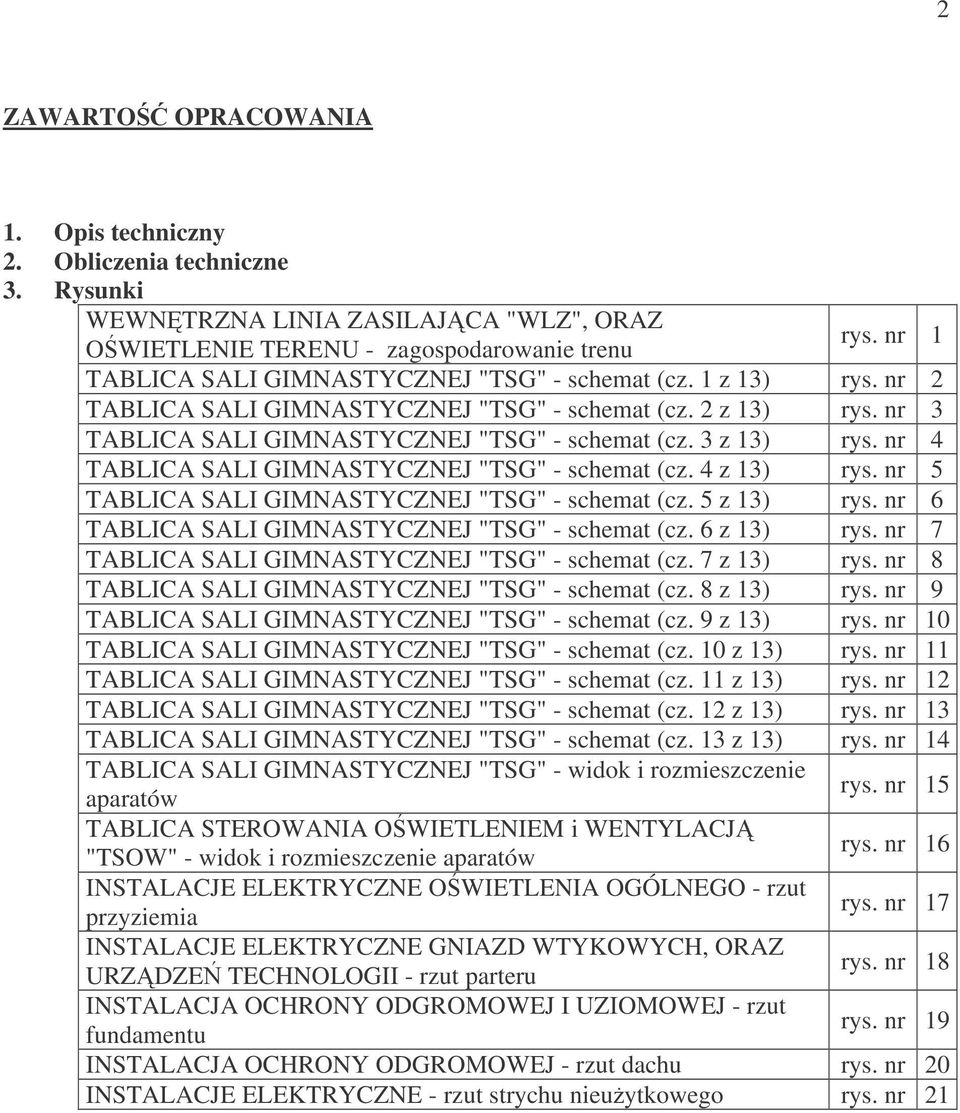 nr 4 TABLICA SALI GIMNASTYCZNEJ "TSG" - schemat (cz. 4 z 13) rys. nr 5 TABLICA SALI GIMNASTYCZNEJ "TSG" - schemat (cz. 5 z 13) rys. nr 6 TABLICA SALI GIMNASTYCZNEJ "TSG" - schemat (cz. 6 z 13) rys.