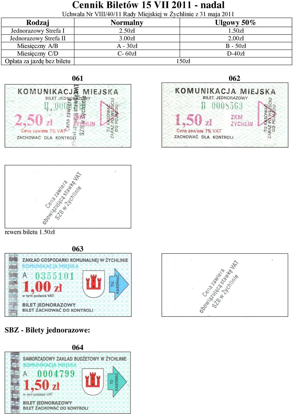 50zł Jednorazowy Strefa II 3.00zł 2.