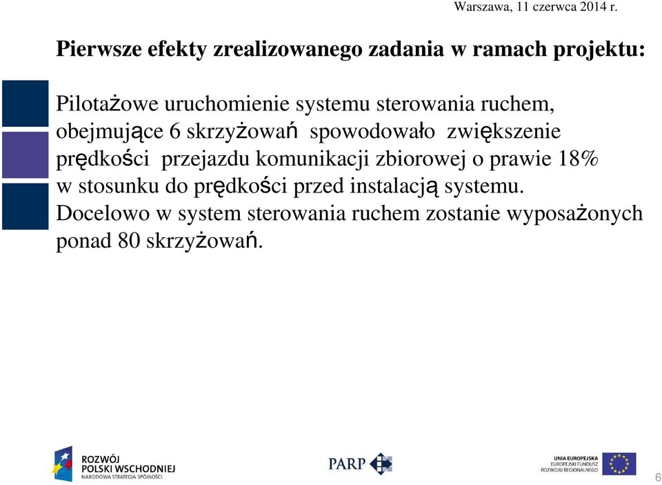 przejazdu komunikacji zbiorowej o prawie 18% w stosunku do prędkości przed instalacją