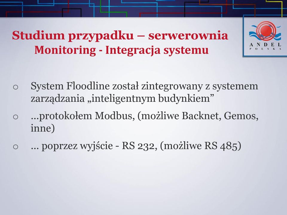 inteligentnym budynkiem protokołem Modbus, (możliwe