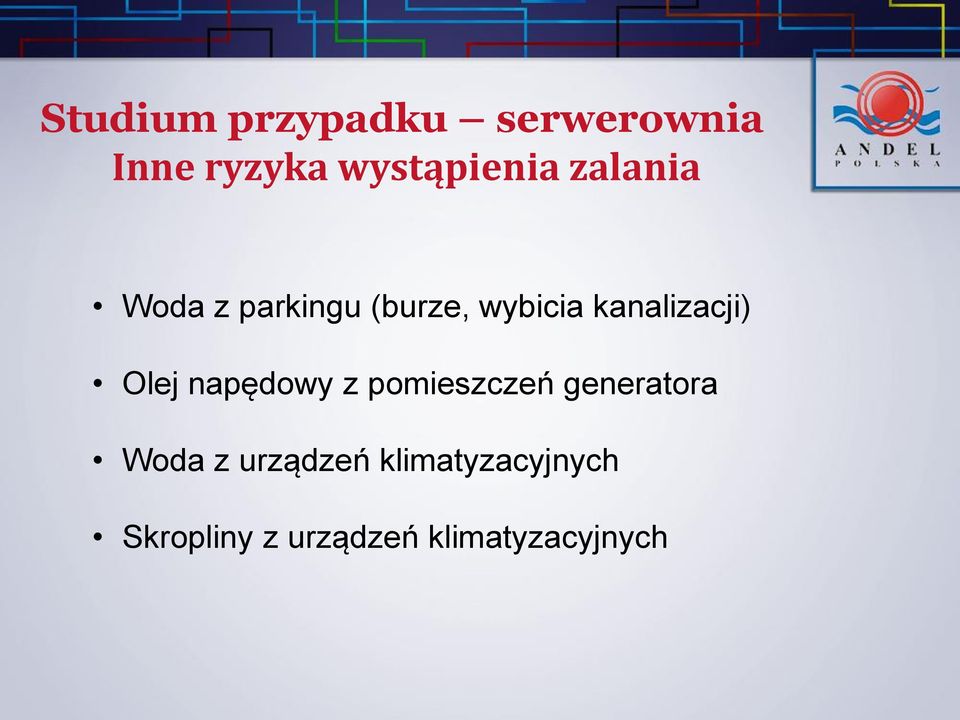 napędowy z pomieszczeń generatora Woda z