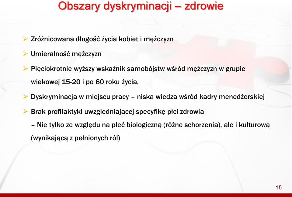 Dyskryminacja w miejscu pracy niska wiedza wśród kadry menedżerskiej Brak profilaktyki uwzględniającej