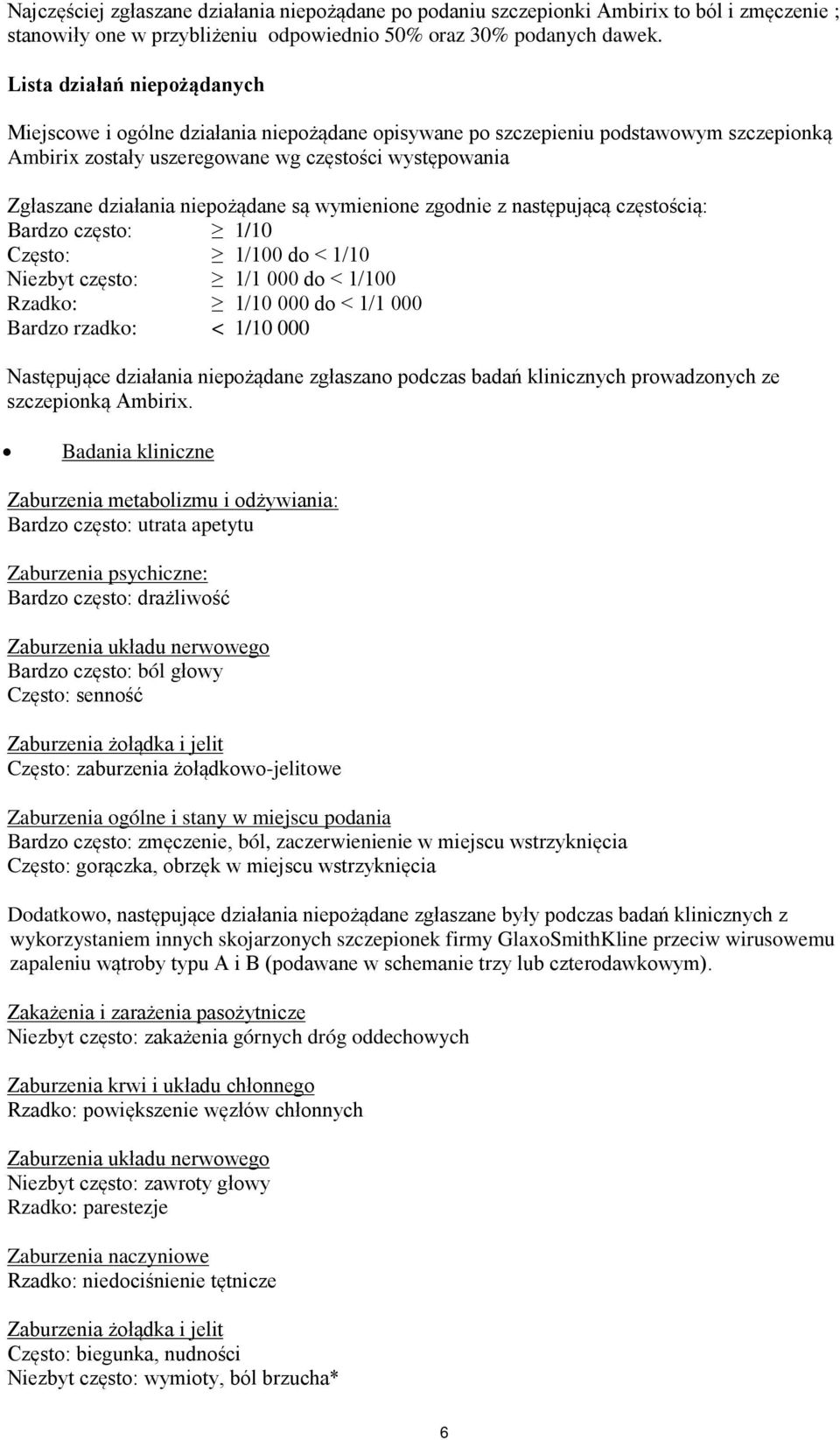 niepożądane są wymienione zgodnie z następującą częstością: Bardzo często: 1/10 Często: 1/100 do < 1/10 Niezbyt często: 1/1 000 do < 1/100 Rzadko: 1/10 000 do < 1/1 000 Bardzo rzadko: < 1/10 000