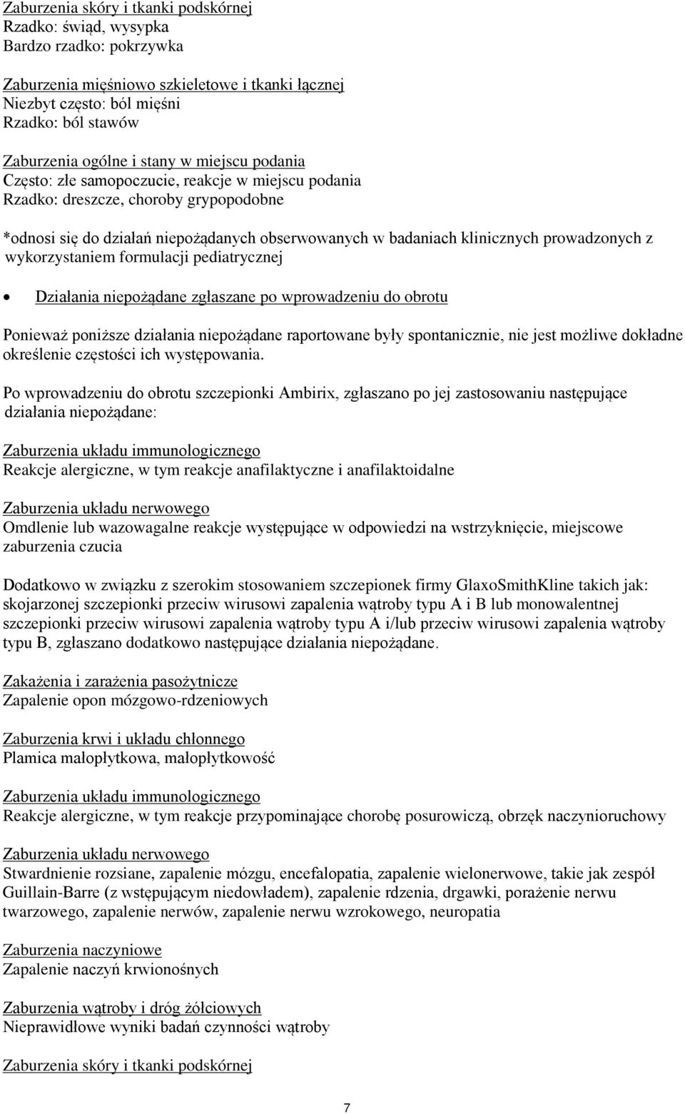 prowadzonych z wykorzystaniem formulacji pediatrycznej Działania niepożądane zgłaszane po wprowadzeniu do obrotu Ponieważ poniższe działania niepożądane raportowane były spontanicznie, nie jest