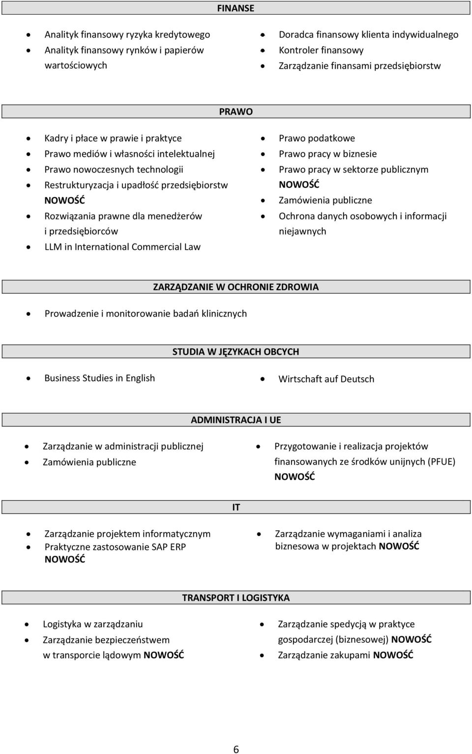 Restrukturyzacja i upadłość przedsiębiorstw NOWOŚĆ NOWOŚĆ Zamówienia publiczne Rozwiązania prawne dla menedżerów i przedsiębiorców Ochrona danych osobowych i informacji niejawnych LLM in