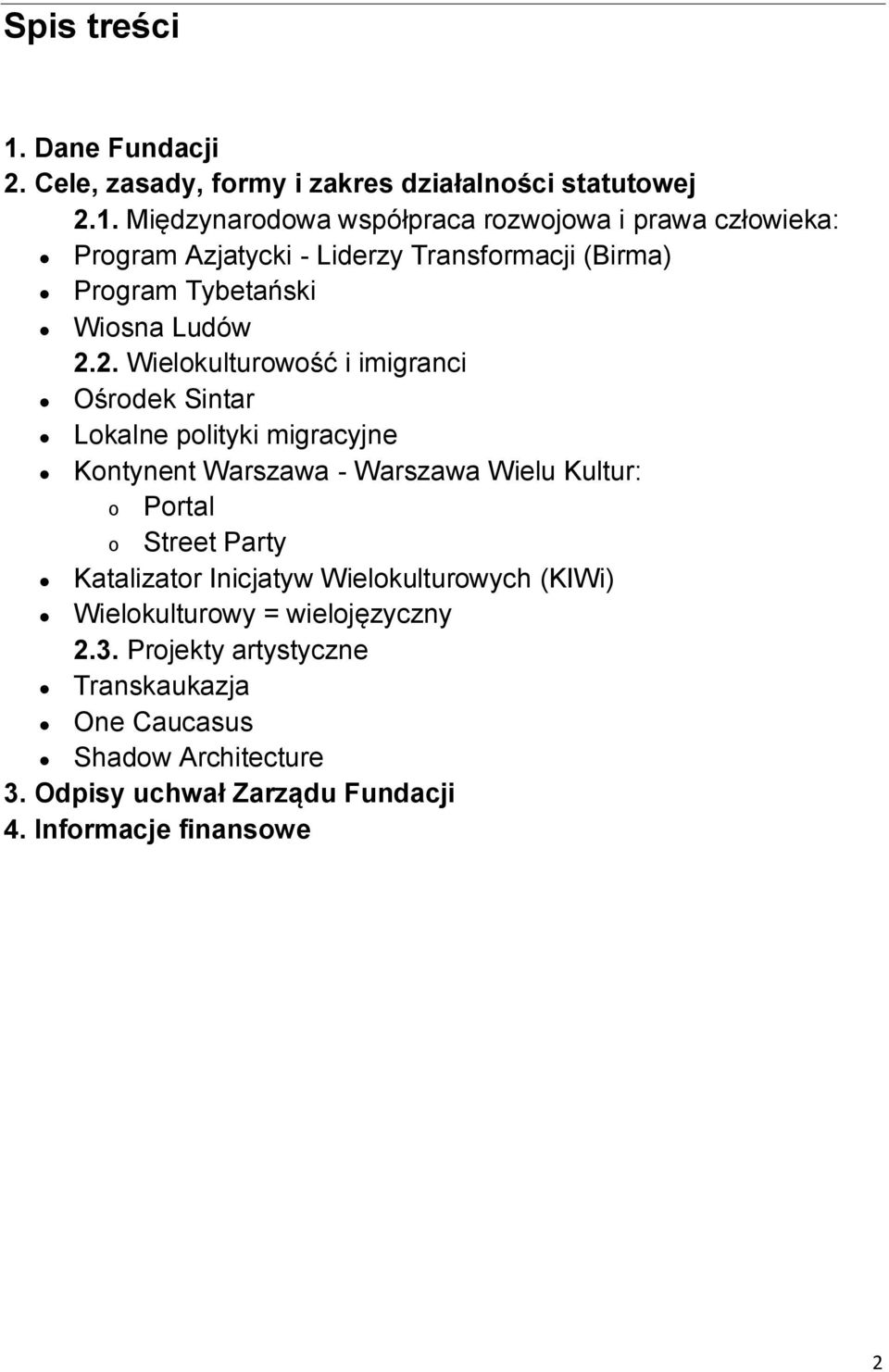 Międzynarodowa współpraca rozwojowa i prawa człowieka: Program Azjatycki - Liderzy Transformacji (Birma) Program Tybetański Wiosna Ludów 2.