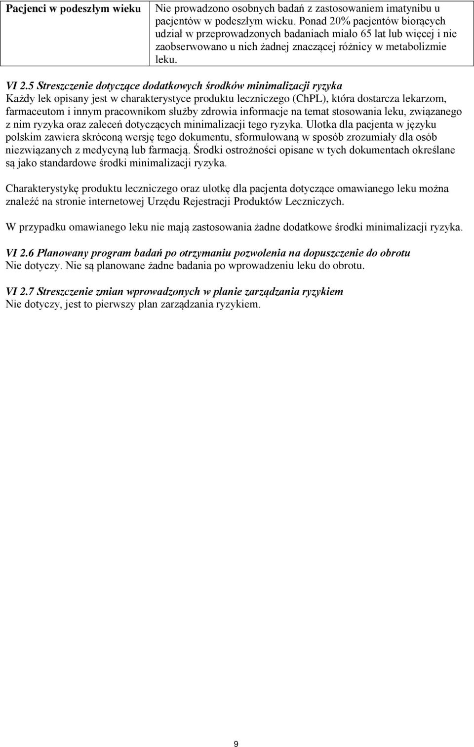 5 Streszczenie dotyczące dodatkowych środków minimalizacji ryzyka Każdy lek opisany jest w charakterystyce produktu leczniczego (ChPL), która dostarcza lekarzom, farmaceutom i innym pracownikom